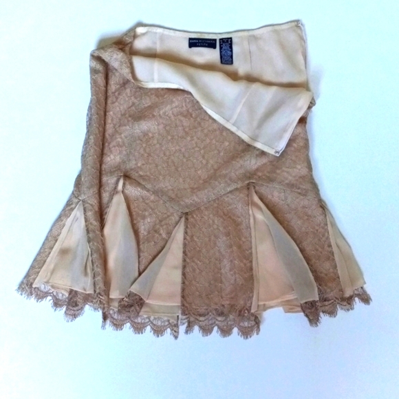 SILK Pleats LACE OVERLAY SKIRT Regency ROYALTY Edwardrdian Petite 10 - Picture 3 of 9